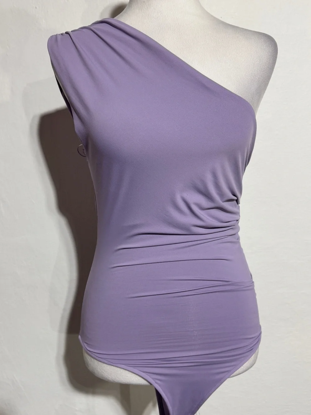 ZARA One-Shoulder Lilac Bodysuit medium
